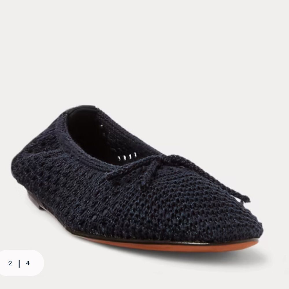 Polo Ralph Lauren Crochet Ballet Flats Navy Blue size 5.5 Made in Spain - Picture 2 of 9